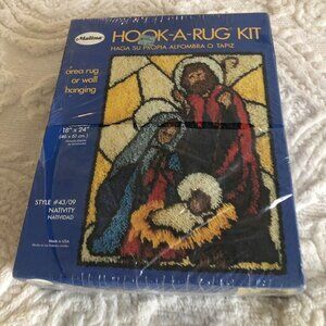 VINTAGE MALINA HOOK A RUG KIT NATIVITY 18" X 24" AREA RUG OR WALL HANGING NEW